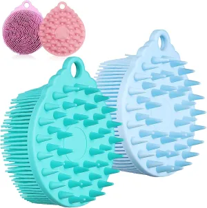 4 Pcs Silicone Shower Scrubber Durable Bath Brush for Exfoliating Massaging and Cleansing Multi Color Scrubber for Family Use