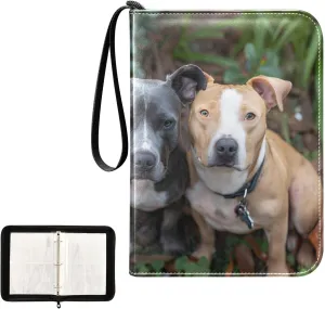 4 Pockets Trading Card Album Holder Book Folder Sports Card Binder Pitbulls 400 Double Side Pockets for 3 Ring Binder Zipper