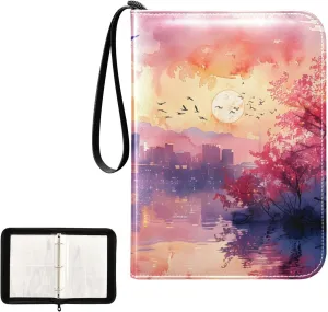 4 Pockets Trading Card Album Holder Book Folder Sports Card Binder Sketch Las Vegas 400 Double Side Pockets for 3 Ring Binder Zipper