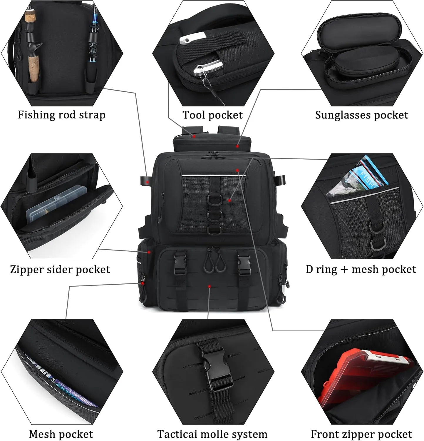 45L Fishing Bag Large Outdoor Tackle Bag with insulating and Protective Rain Fishing Gifts for Men
