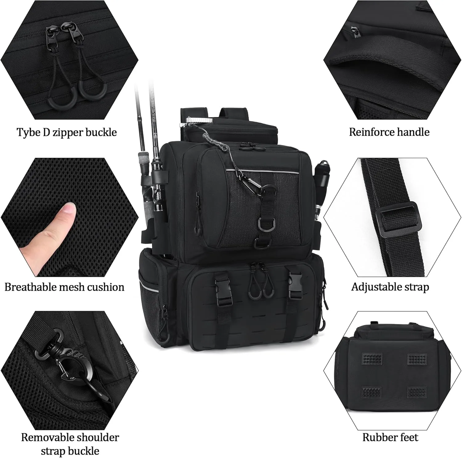 45L Fishing Bag Large Outdoor Tackle Bag with insulating and Protective Rain Fishing Gifts for Men
