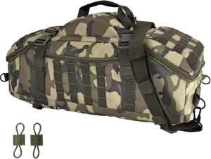 55L Large Travel Duffle Bag Military Tactical Backpack, Army Assault Pack 3 Day Bug Out Bag for Outdoor Sport Hiking Camping with Molle System, Woodland