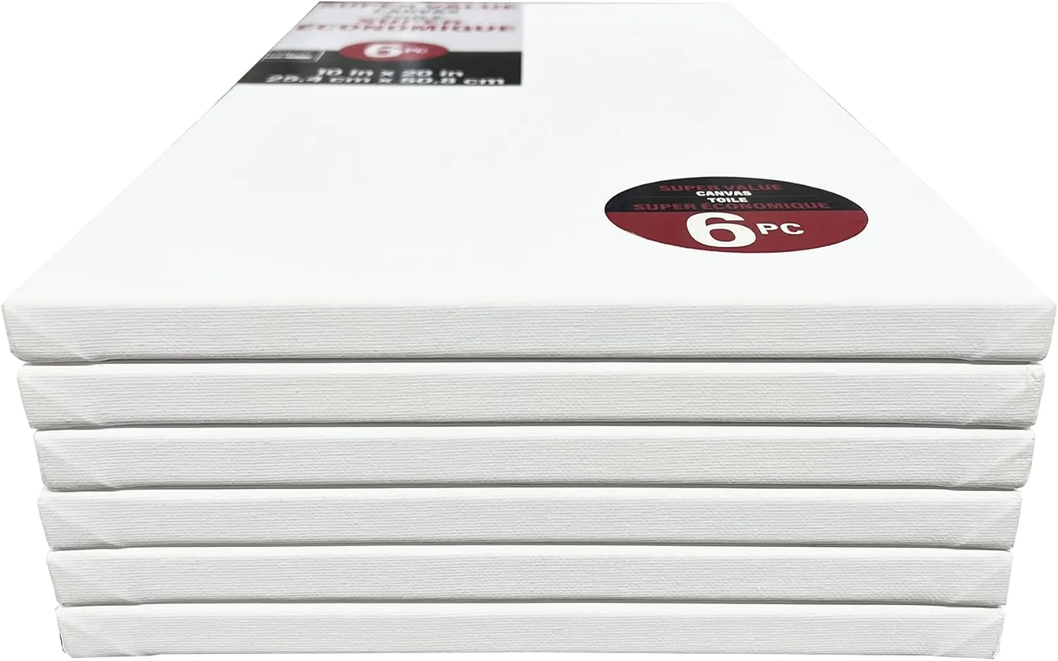 6 Count (24 Total) 10” x 20” Super Value Canvas by Artist's Loft Necessities - Acid Free Cotton Canvas for Paint, Acrylic, & Oils - Bulk 4 Pack