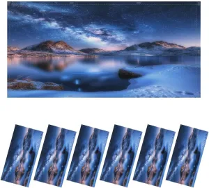 6 Pack Fluorescent Light Covers for Ceiling Light Milky way above sea coast snow covered mountains winter islands norway Light Filters for Classroom Office Home 4' x 2' Decorative Magnetic Light Cover