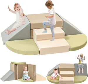 6-Piece Toddler Climbing Toys Indoor, Foam Climbing Toys for Toddlers, Soft Play Baby Climbing Blocks for Crawling and Sliding, Safe Climbing Play Set Indoor Gym Equipment for Toddler1-3, Infant, Baby