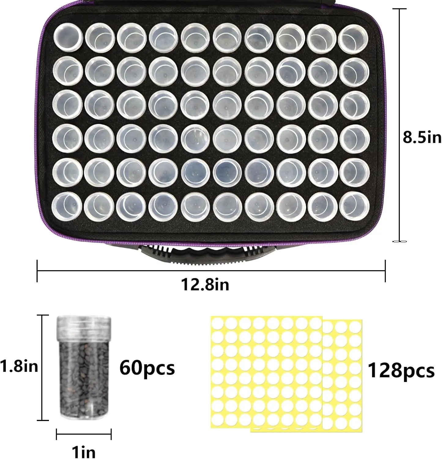 60 Slots Seed Storage Organizer with 10 Envelopes, Portable Storage Box with Label Stickers Zipper Bag, Seed Container Storage for Flower Plants Vegetable Garden(60 Jars)