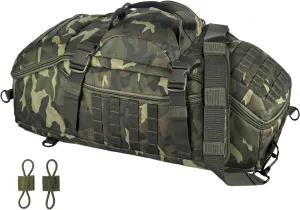 65L Large Travel Duffle Bag Military Tactical Backpack, Army Assault Pack 3 Day Bug Out Bag Rucksack for Outdoor Sport Hiking Camping with Molle System, Woodland