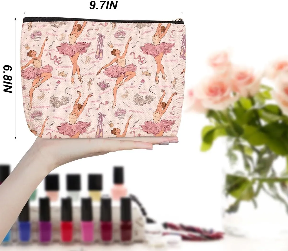 6Pcs Dance Cosmetic Bags Gifts for Dancers Dancer Makeup Bag Dancer Gifts Dance Stuff Recitals Dance Team Gifts Ballet Dancer Gifts for Girls Women Dance Lover Teacher Daughter Birthday Graduation