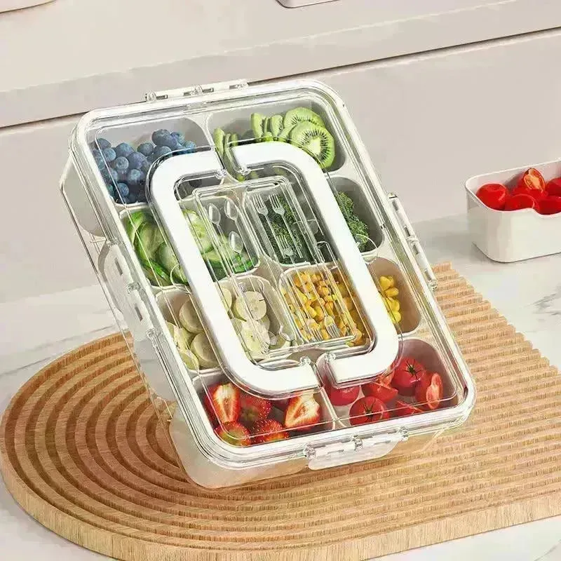 8-Grid Divided Serving Tray - Cream White
