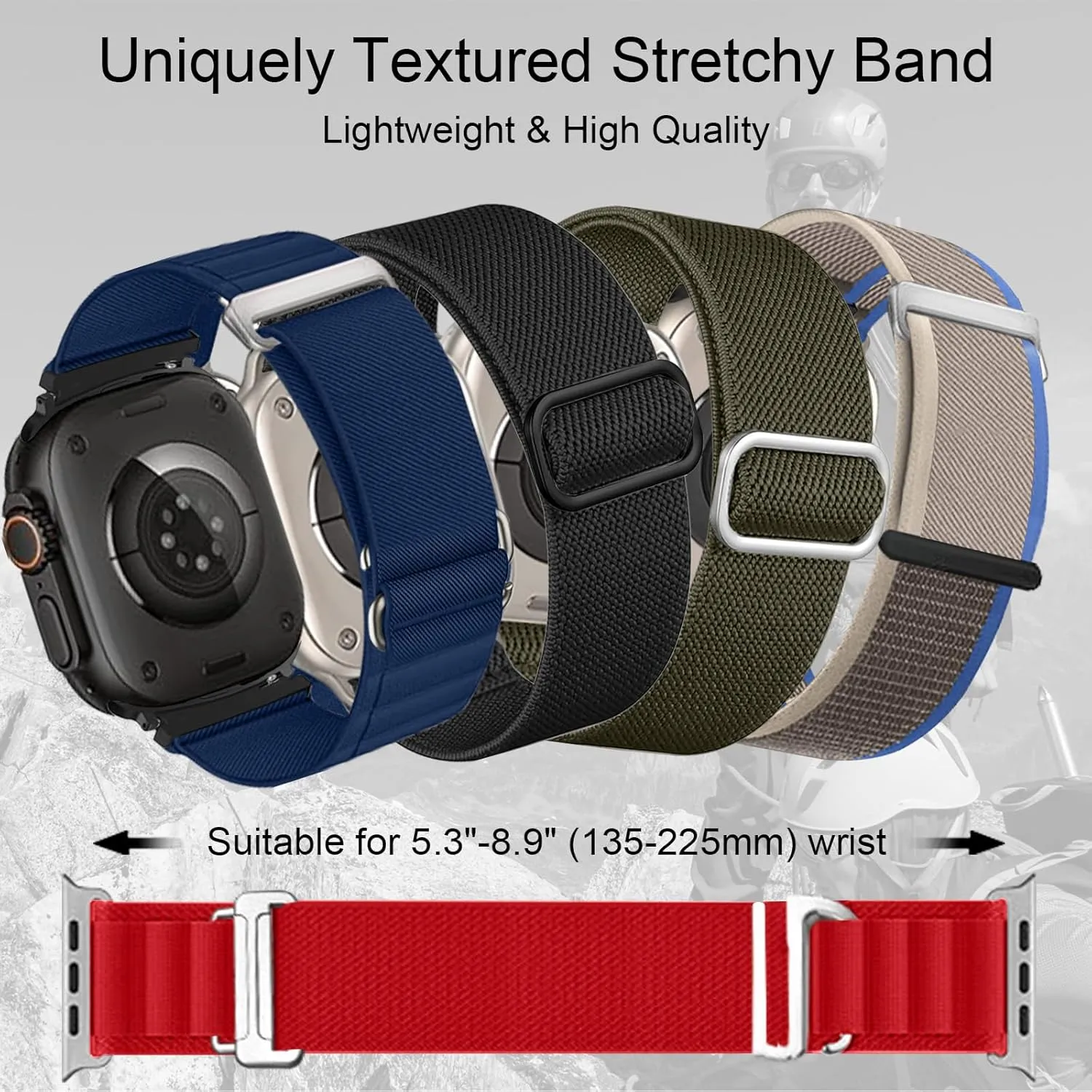 8 Pack StretchFit Alpine Loop Compatible With Apple Watch Ultra 2/Ultra 49mm Bands, Trail Loop Nylon Band with S-Hook for Apple Watch Ultra 2/Ultra 49mm (8, 49mm)