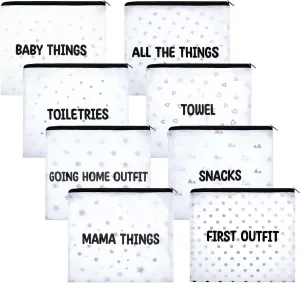 8 Packs Hospital Bags for Labor and Delivery Diaper Bag Organizing Pouches Travel Maternity Bag 8 Sorts Hospital Bag Essentials for Baby, Expecting Moms and New Mothers Mommy, 10.63 x 9.25 Inches