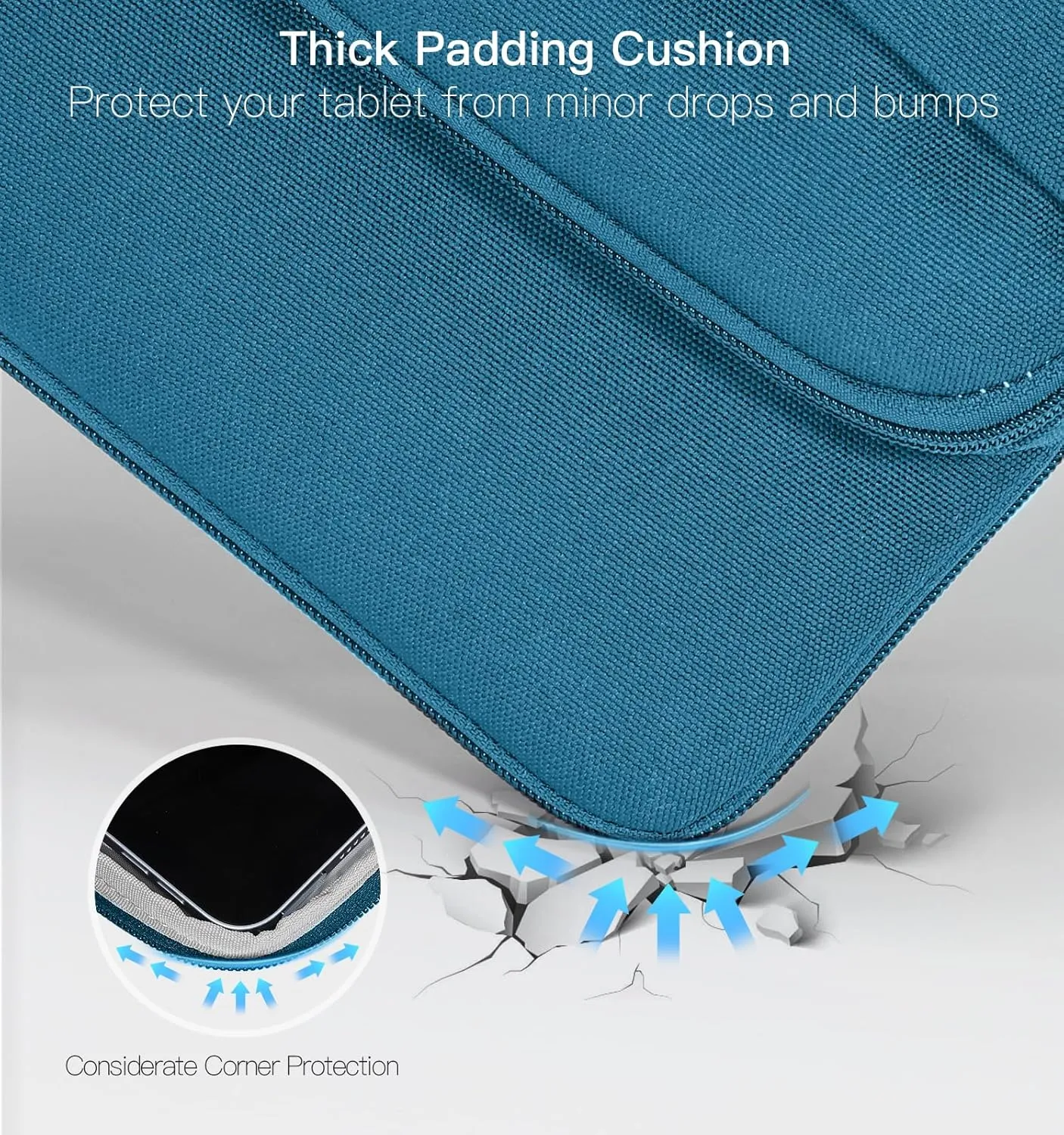 9-11 Inch Tablet Sleeve Bag with Shoulder Strap for iPad 10th Gen 10.9", iPad (A16) 11",iPad 9/8/7th Gen 10.2",iPad Air 11",iPad Pro 11",iPad Air5/4 10.9",Galaxy Tab A9  Plus 11",Peacock Blue
