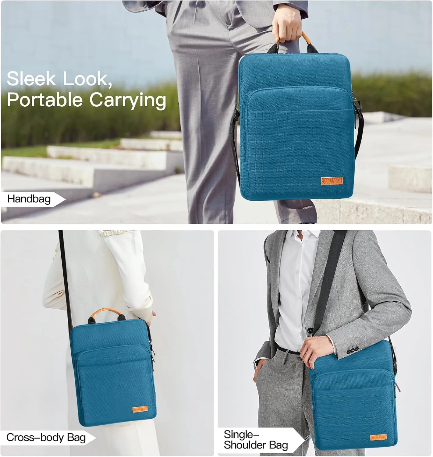 9-11 Inch Tablet Sleeve Bag with Shoulder Strap for iPad 10th Gen 10.9", iPad (A16) 11",iPad 9/8/7th Gen 10.2",iPad Air 11",iPad Pro 11",iPad Air5/4 10.9",Galaxy Tab A9  Plus 11",Peacock Blue