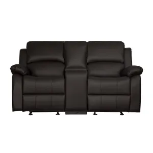 9928DBR-2 - Double Glider Reclining Love Seat with Center Console