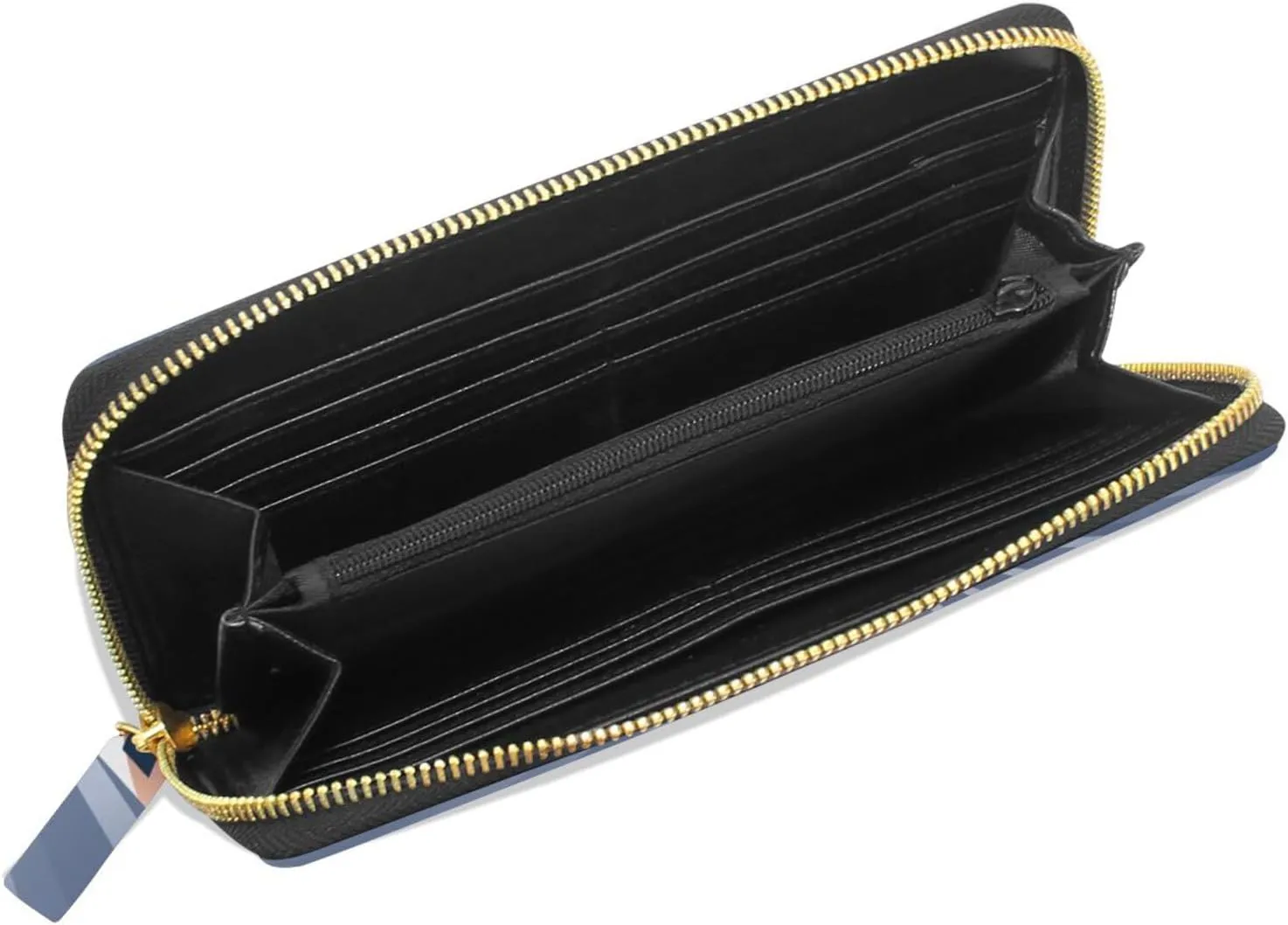 A Candy Cane Lighthouse Illuminating the Night Ocean Leather Long Wallet Organizer with Zipper Purse Clutch Bag for Women Men Key Card Coin Passport Checkbook 8 x 4 inch
