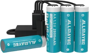 aa 1.5v Rechargeable Batteries USB c 1.5V 2800mAh USB-C Rechargeable AA Battery – Long-Lasting Power Easy USB-C Charging (8pcs)