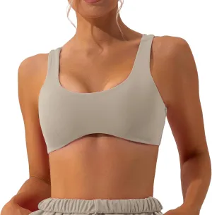 ABOCIW Womens Scoop Neck Sports Bra Padded U Back Medium Impact Fitness Gym Yoga Bra Workout Crop Top