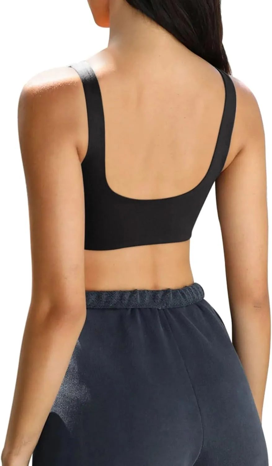 ABOCIW Womens Scoop Neck Sports Bra Padded U Back Medium Impact Fitness Gym Yoga Bra Workout Crop Top