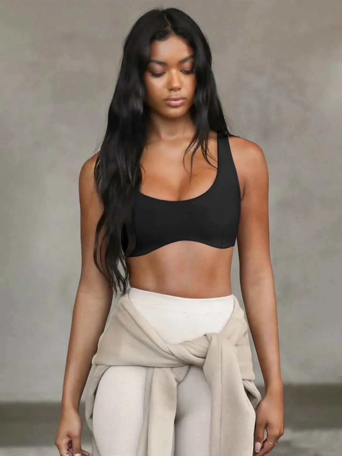 ABOCIW Womens Scoop Neck Sports Bra Padded U Back Medium Impact Fitness Gym Yoga Bra Workout Crop Top
