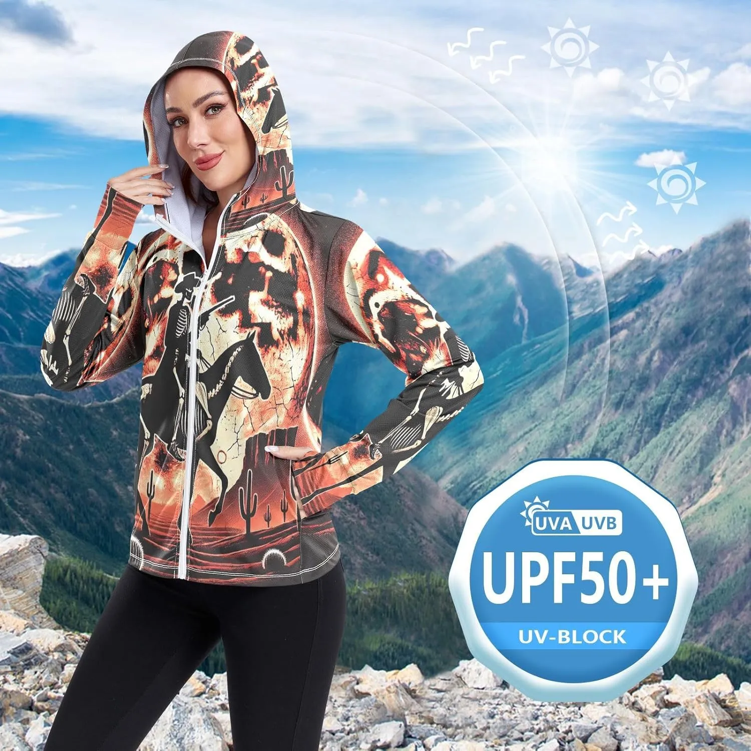 Abstract Checked Hearts Uv Protection Shirts for Women, Upf 50  Long Sleeve Zip up Hoodie
