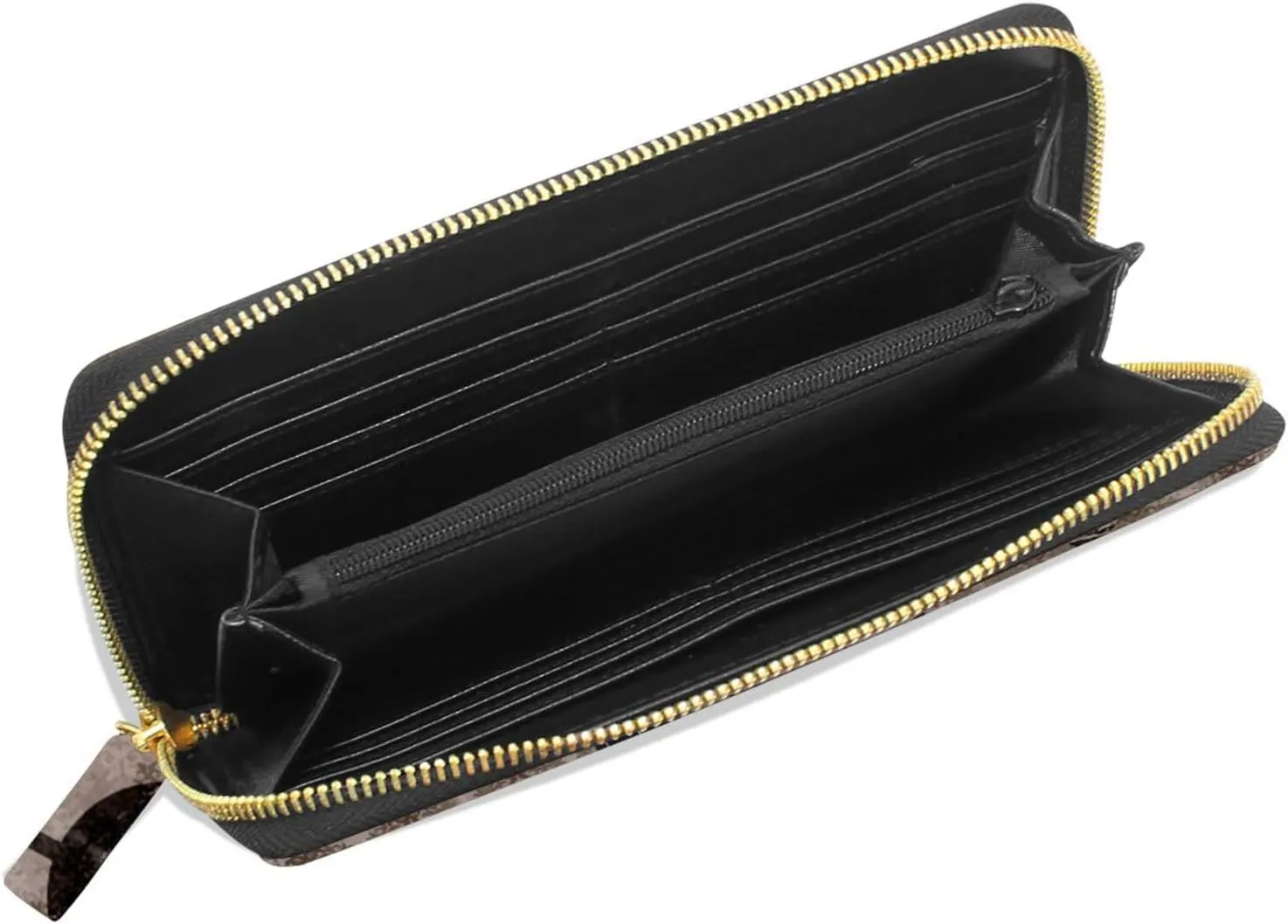 Abstract Retro Musical Background with Guitar and Music Notes Leather Long Wallet Organizer with Zipper Purse Clutch Bag for Women Men Key Card Coin Passport Checkbook 8 x 4 inch