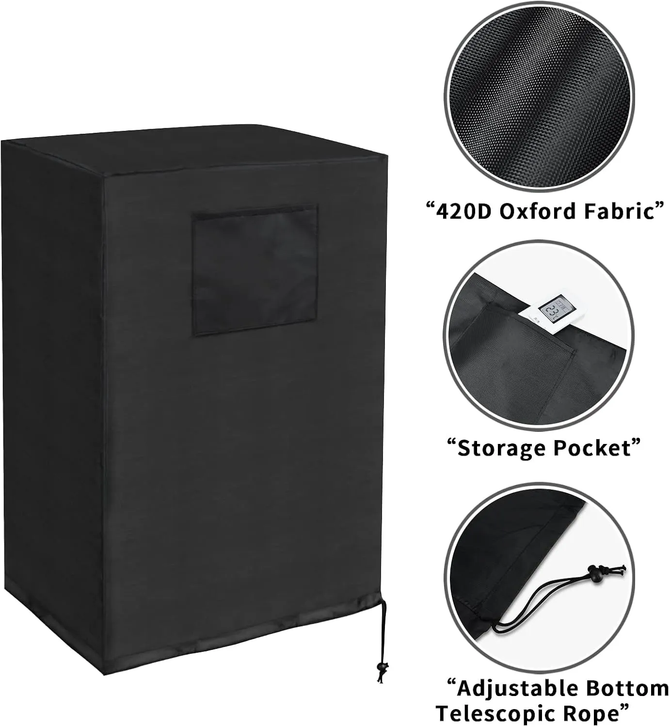 Ailelan Portable Air Conditioner Cover, 420D Fabric Wateproof AC Cover Indoor, 30 x 19 x 16 inches Anti-Dust Portable Air Conditioner Storage Bags, Protection Cover with Accessories Pouch (Black)