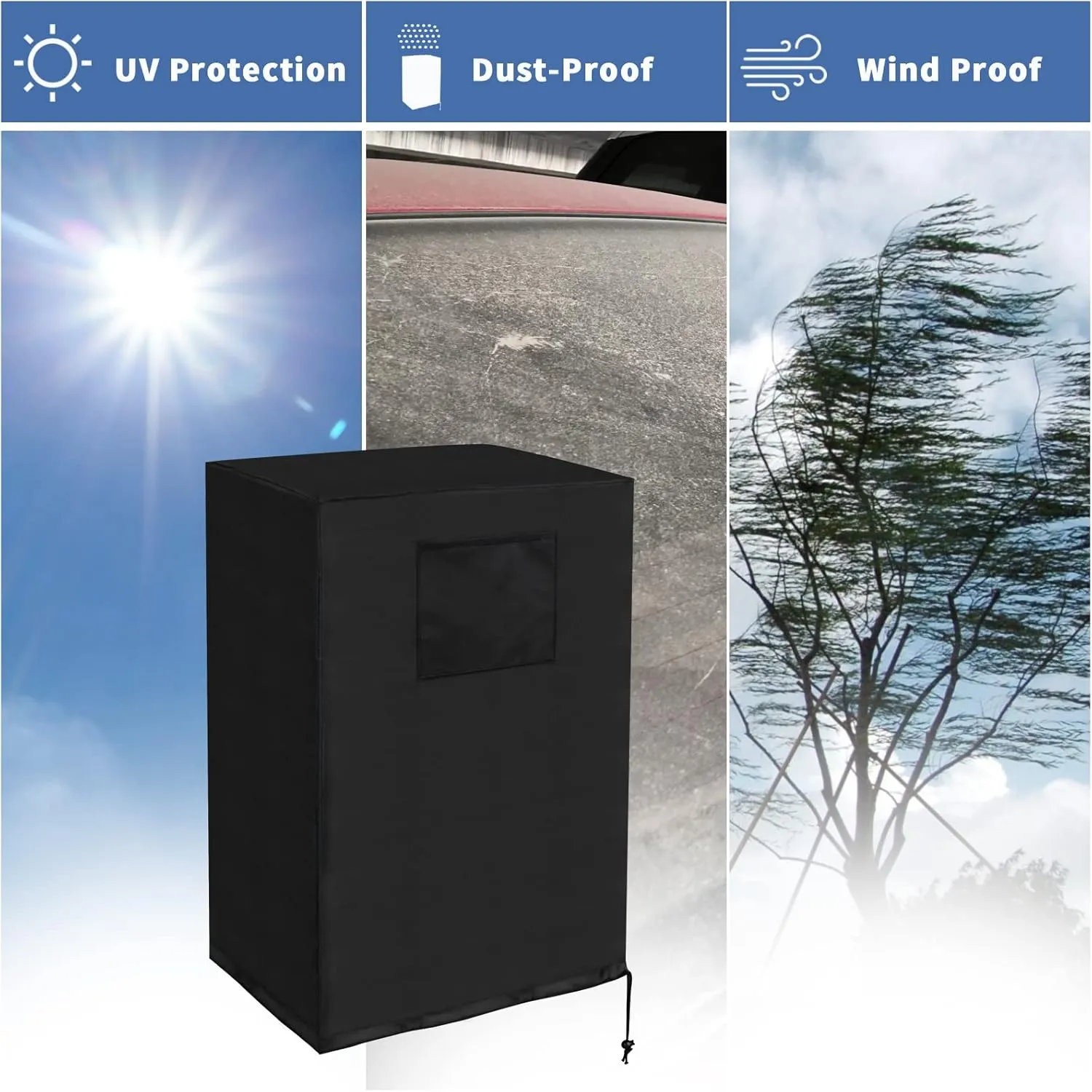Ailelan Portable Air Conditioner Cover, 420D Fabric Wateproof AC Cover Indoor, 30 x 19 x 16 inches Anti-Dust Portable Air Conditioner Storage Bags, Protection Cover with Accessories Pouch (Black)