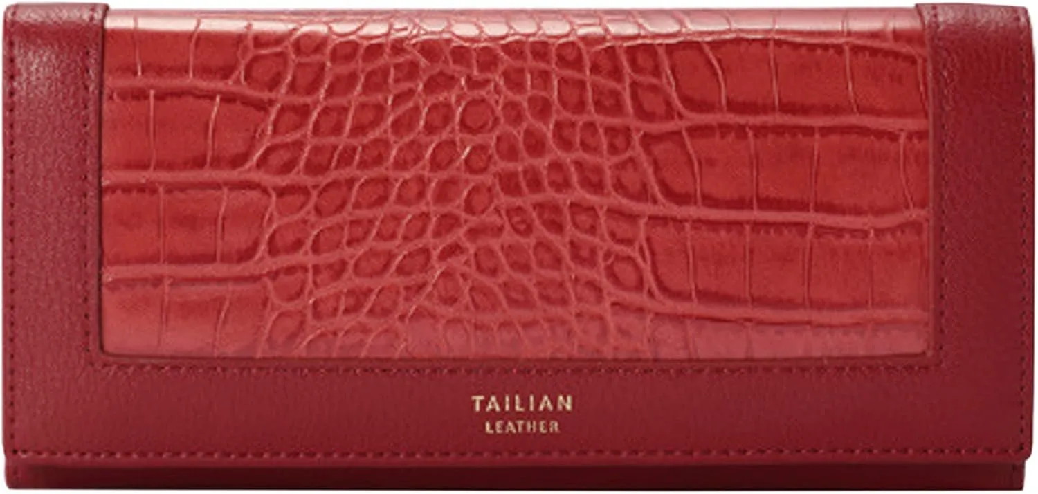 Aisi Women Men Leather Wallet Embossed Crocodile Clutch Wallet Credit Card Holder