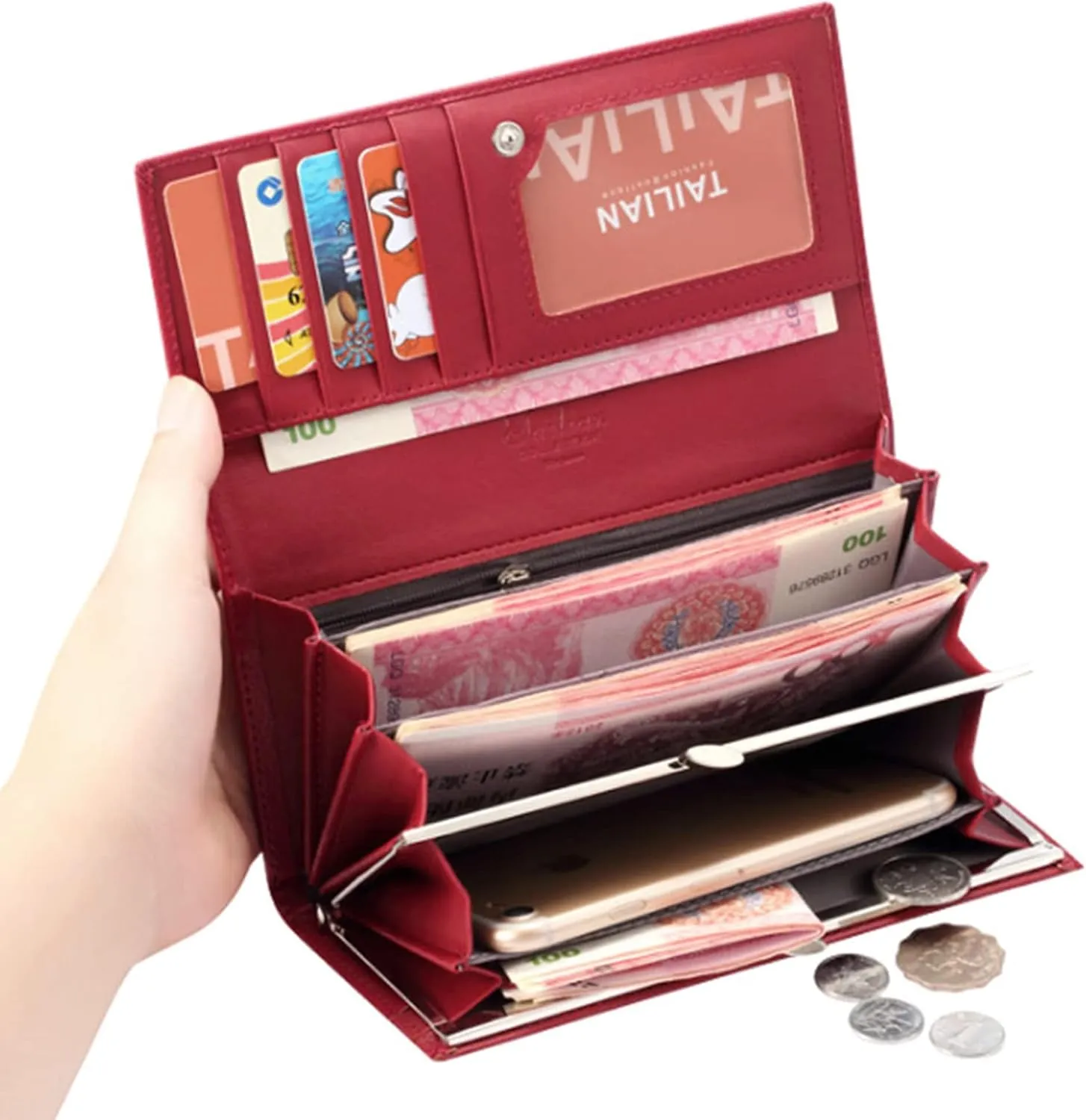 Aisi Women Men Leather Wallet Embossed Crocodile Clutch Wallet Credit Card Holder