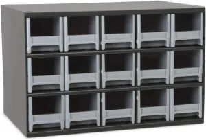 Akro-Mils Steel Garage Storage Cabinet, Small Parts Organizer Metal Cabinet for Hardware, Nails, Screws, Bolts, Nuts, and More, 17" W x 11" D x 11" H, 15-Drawer, Gray Cabinet/Gray Drawers (19715)