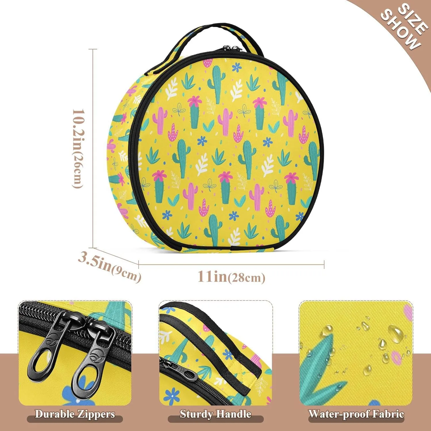 ALAZA Cacti Palm Leavs Jungle Flowers Toiletry Bag Travel Makeup Case Organizer for Women