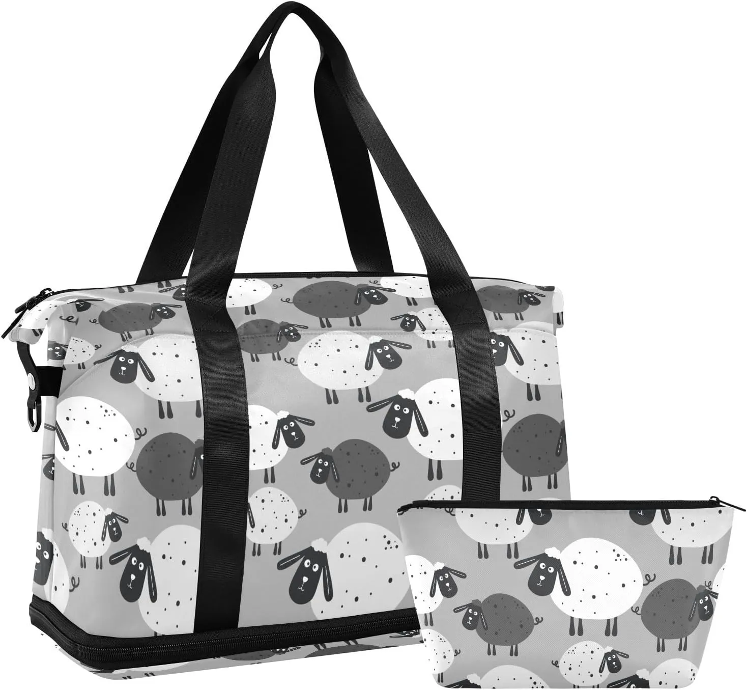 ALAZA Cute Sheep Childish Style Travel Duffel Bag for Women Men Sports Gym Bag with Shoe Compartment Tote Weekender Overnight Bag with Wet Pocket for Travel, Gym,Yoga,Swimming