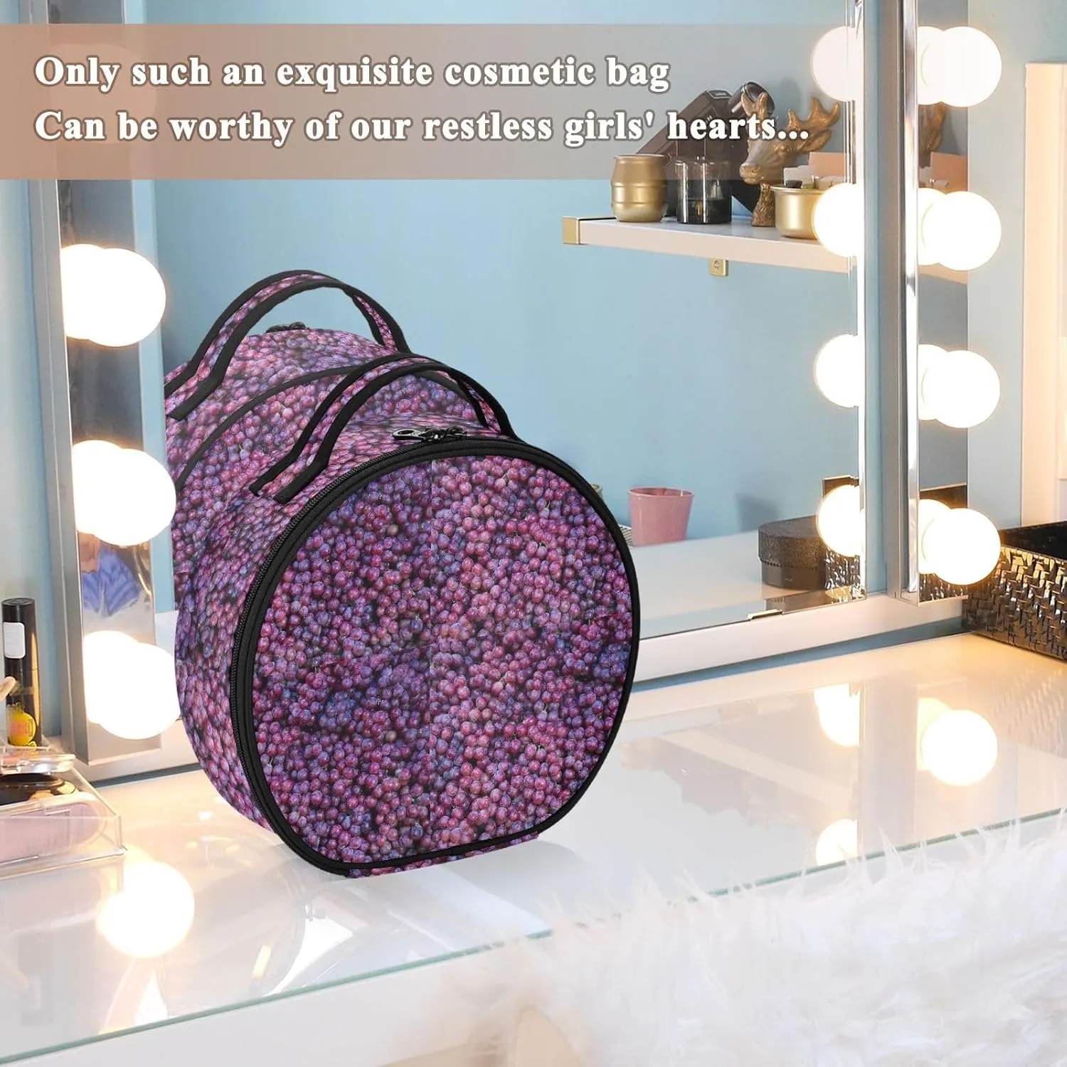 ALAZA Grape Toiletry Bag Travel Makeup Case Organizer for Women