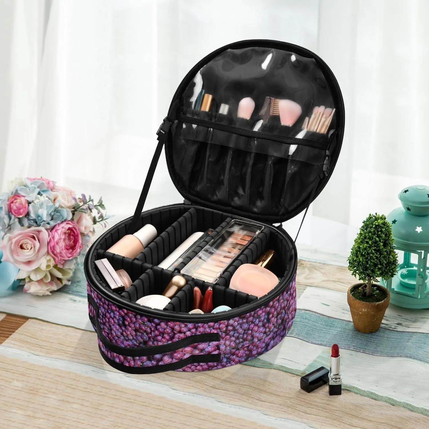 ALAZA Grape Toiletry Bag Travel Makeup Case Organizer for Women
