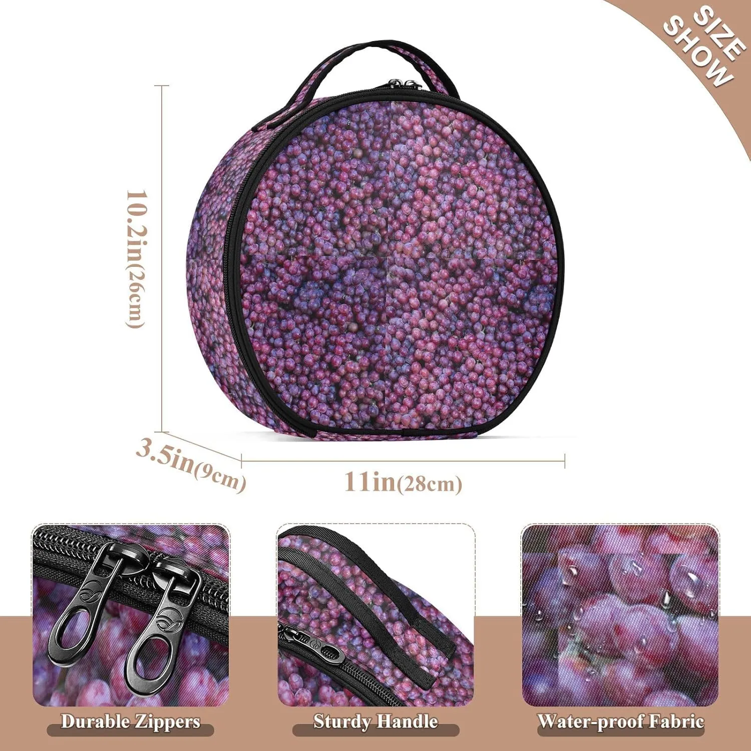 ALAZA Grape Toiletry Bag Travel Makeup Case Organizer for Women
