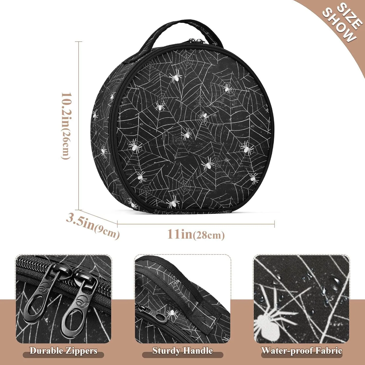 ALAZA Halloween Black and White Grunge Background with Spiderwebs Travel Cosmetic Organizer Make up Organizer Toiletry Bag