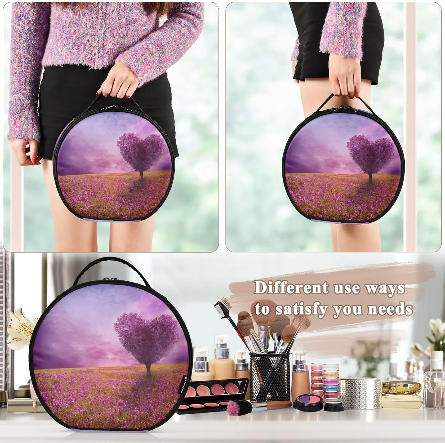 ALAZA Tree of Love Travel Cosmetic Organizer Make up Organizer Toiletry Bag