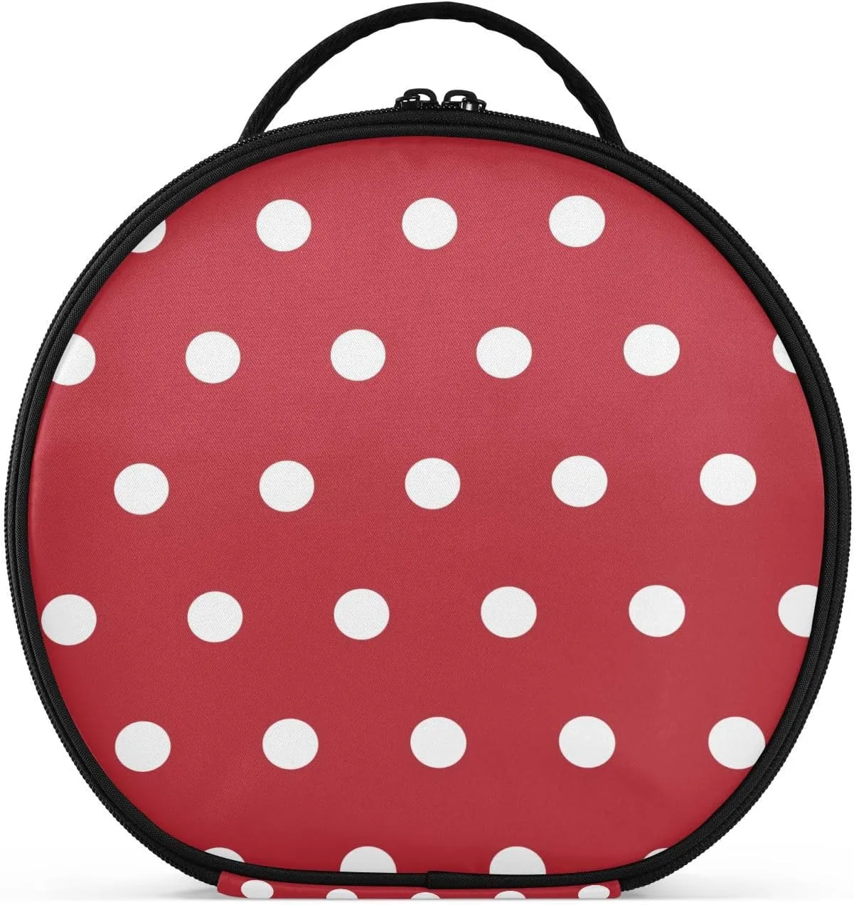 ALAZA White Polka Dots on Red Toiletry Bag Travel Makeup Case Organizer for Women