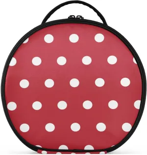 ALAZA White Polka Dots on Red Toiletry Bag Travel Makeup Case Organizer for Women