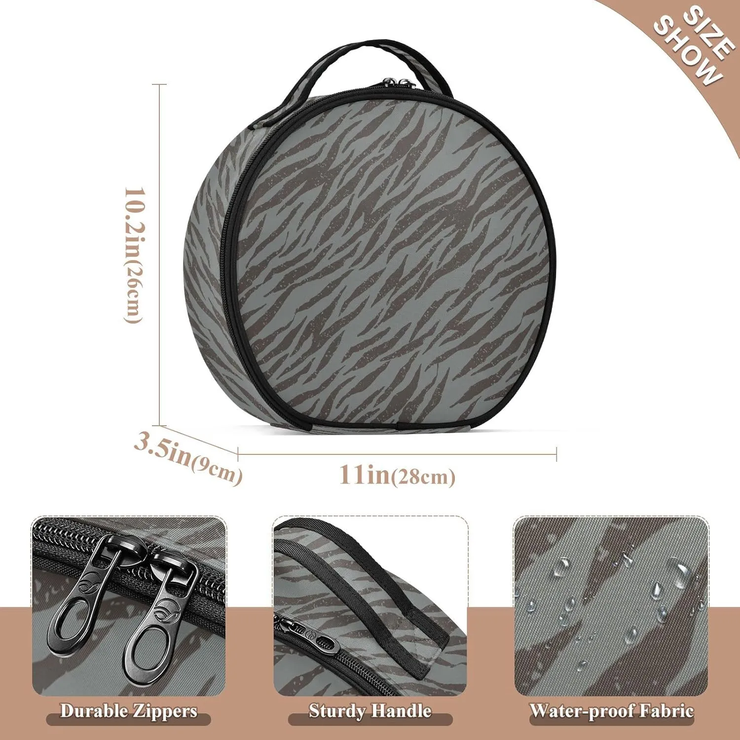 ALAZA Zebra Tiger Stripes Grunge Travel Make Up Organizer Cosmetic Brush Bags Case