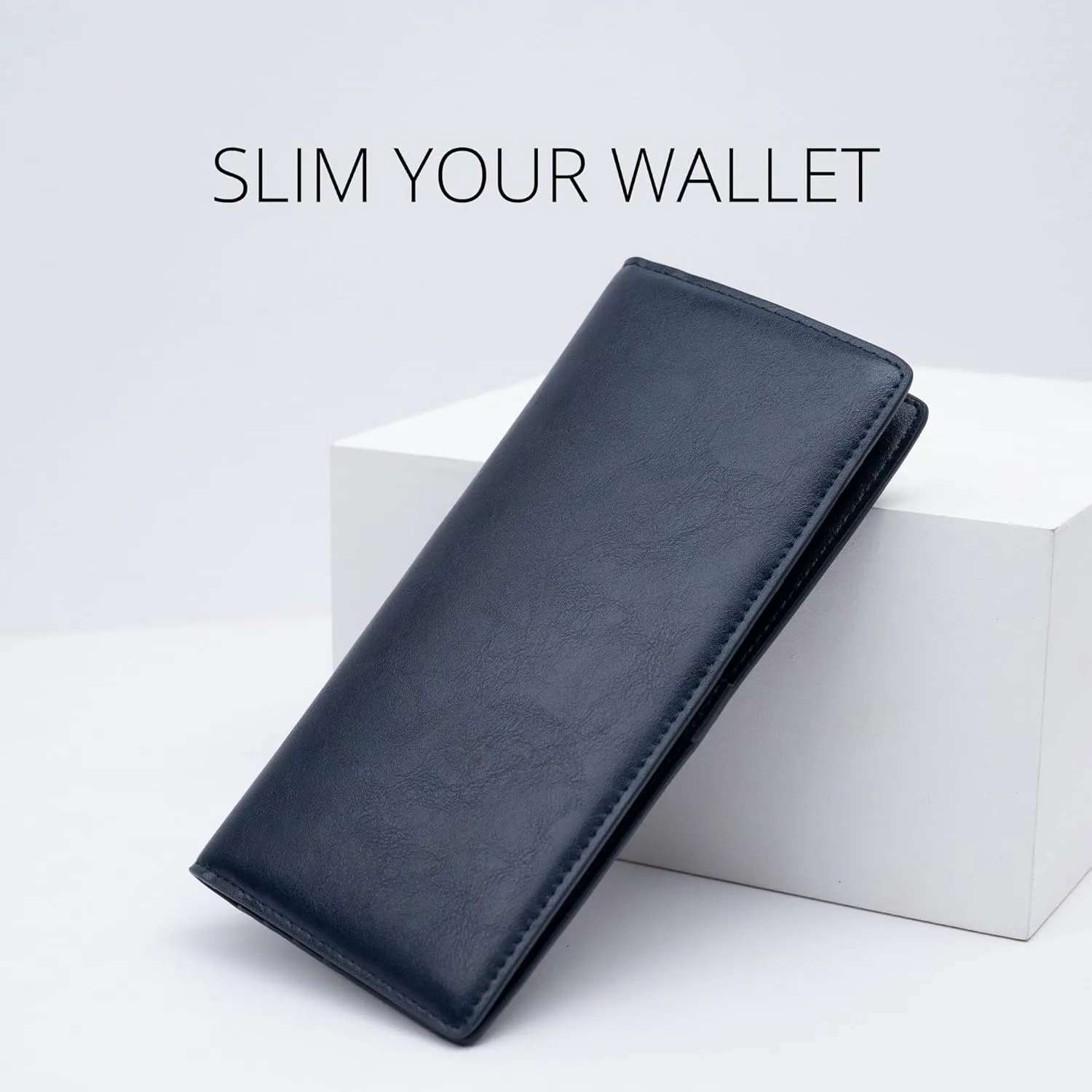 Alldaily Ultra Slim Thin Women Wallet RFID Blocking Credit Card Holder Bifold Long Ladies Billfold (Dark Blue)