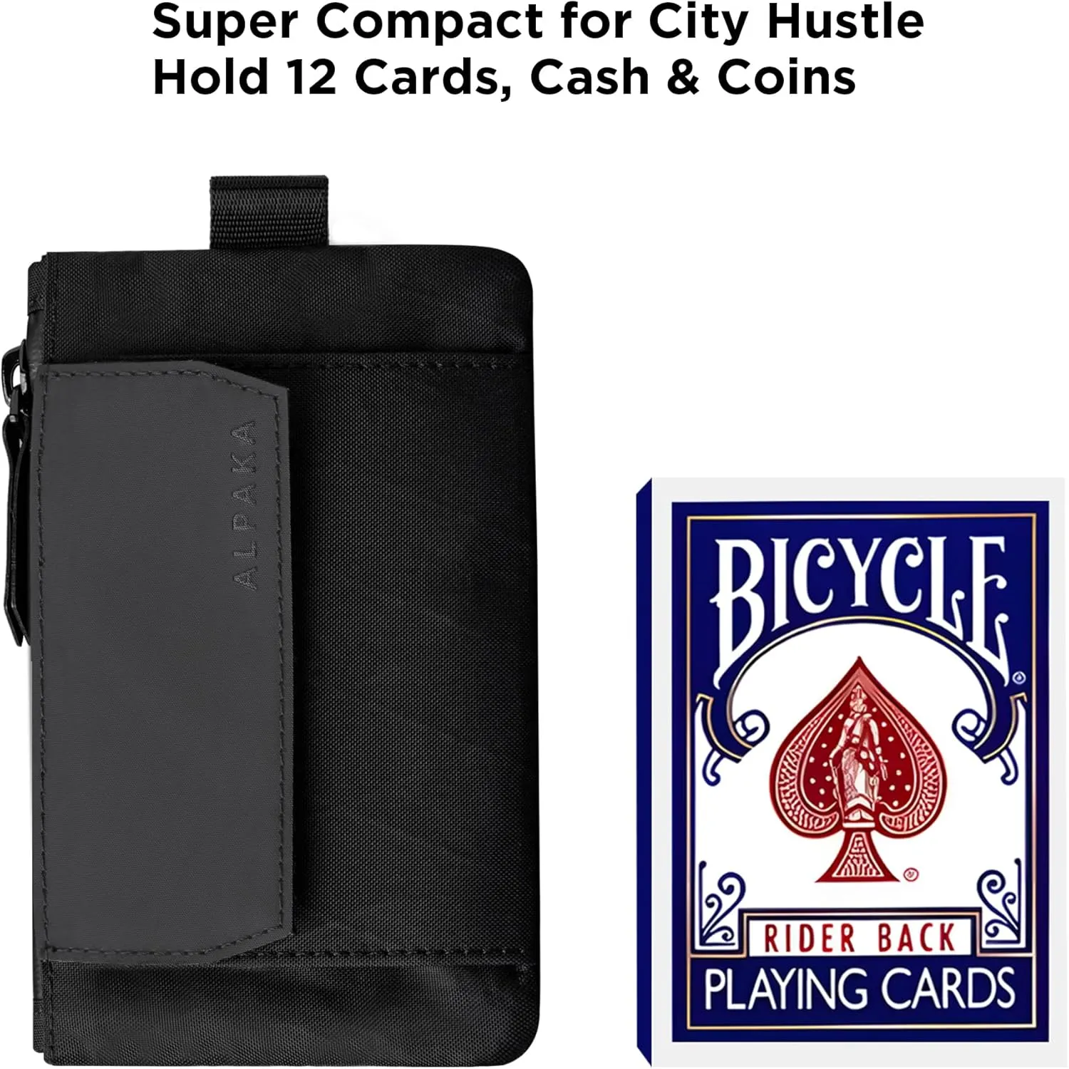 ALPAKA Zip Pouch Coin - Compact EDC Card Holder and Cash Wallet - RFID Blocking Minimalist Travel Wallet - Weatherproof Black X-Pac VX21 Fabric