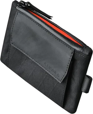 ALPAKA Zip Pouch Coin - Compact EDC Card Holder and Cash Wallet - RFID Blocking Minimalist Travel Wallet - Weatherproof Black X-Pac VX21 Fabric