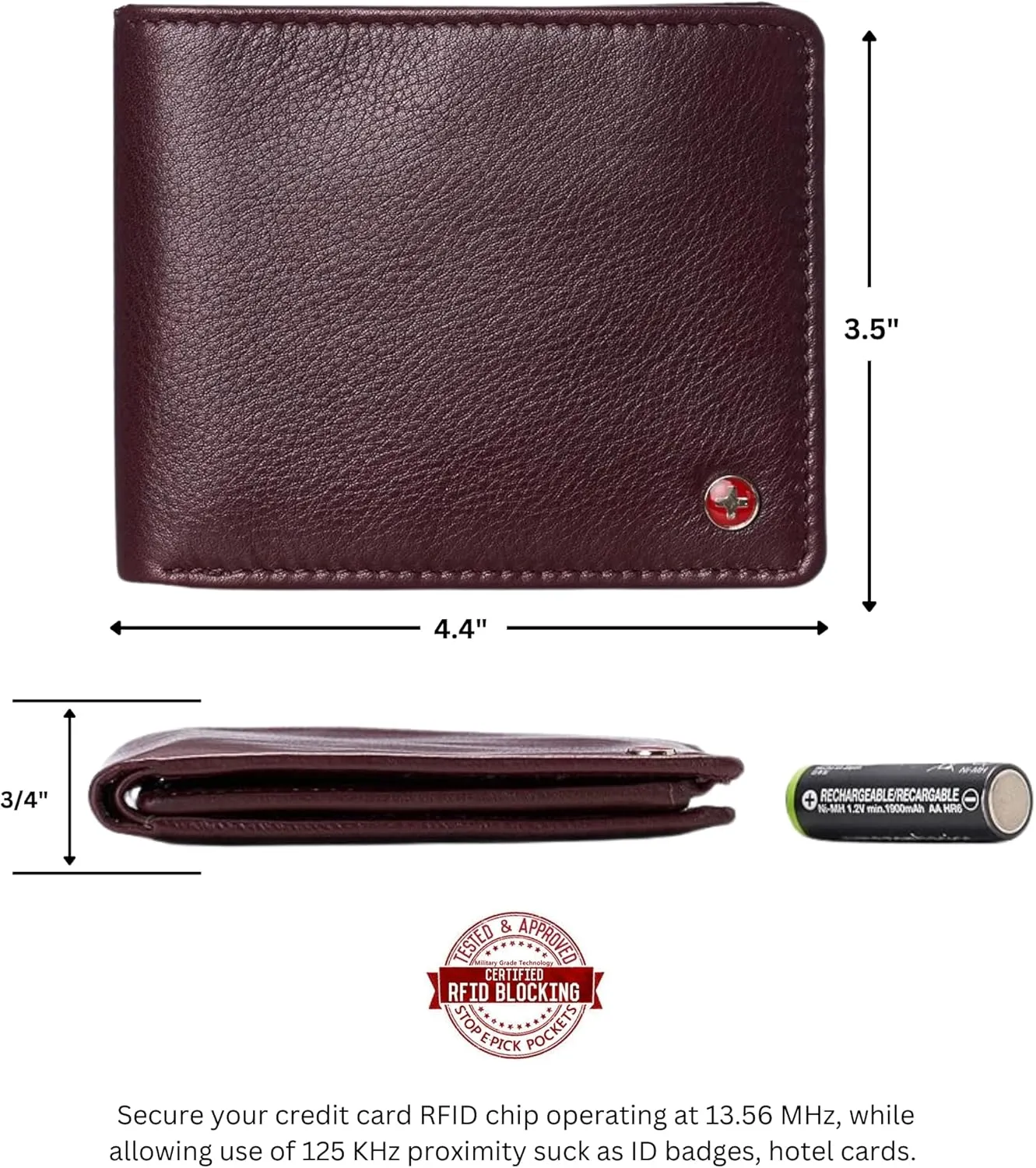 Alpine Swiss Mens Wallet for Men | RFID Protected Leather Mens Wallet | Spencer Bifold with Divided Bill Section | Gift Box | 2 ID Windows | 14 Card & Storage Pockets for Organization