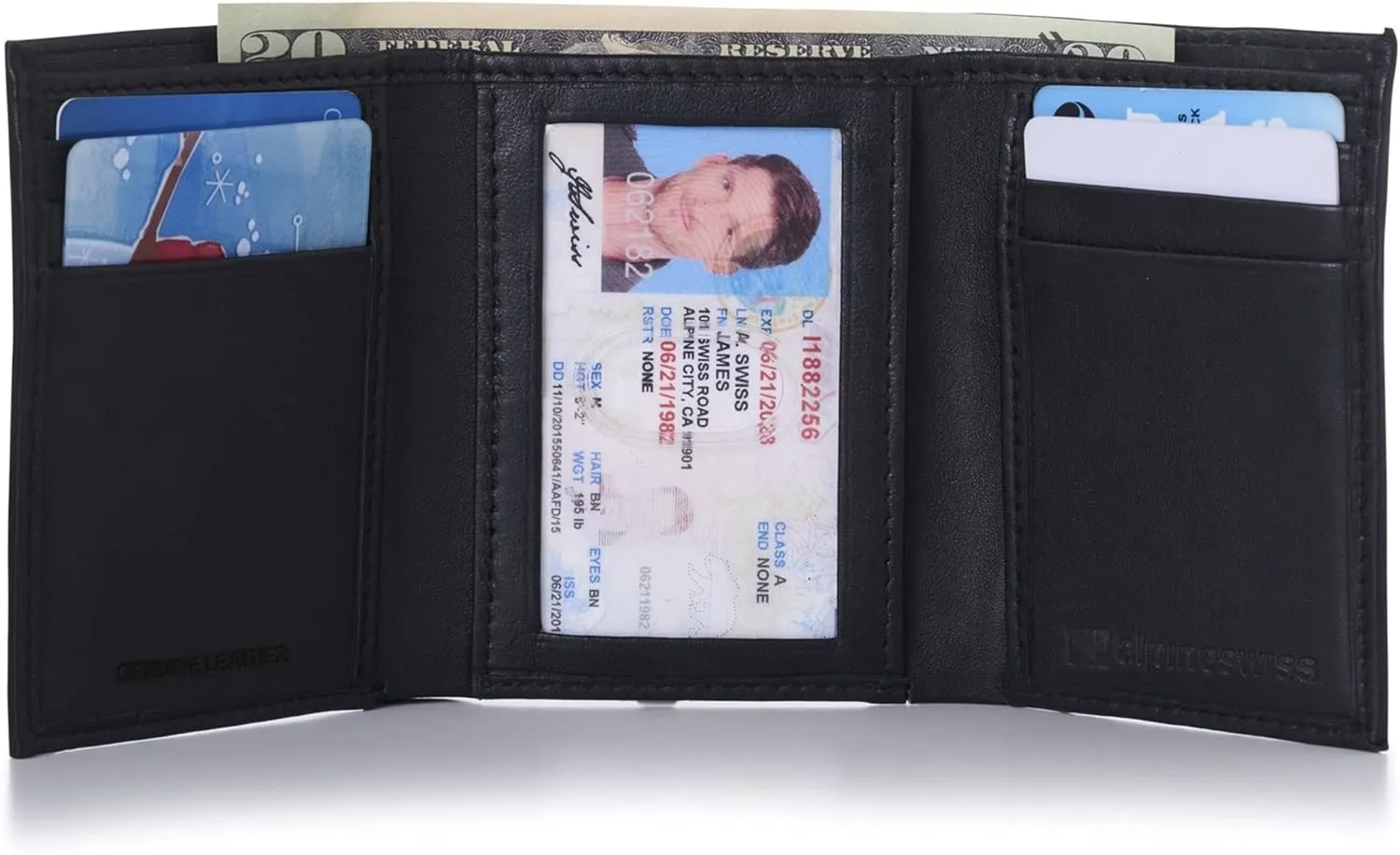 Alpine Swiss Mens Wallet Trifold Bifold Billfolds to choose from Genuine Leather Comes in Gift Bag