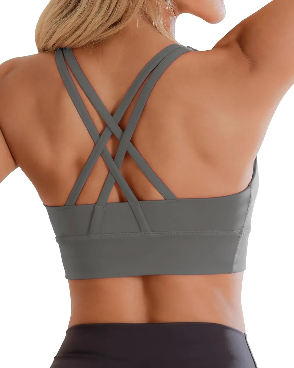 Ama Larsi High Impact Strappy Sports Bra for Women Supportive Padded Crisscross Back Running Yoga Workout Bra