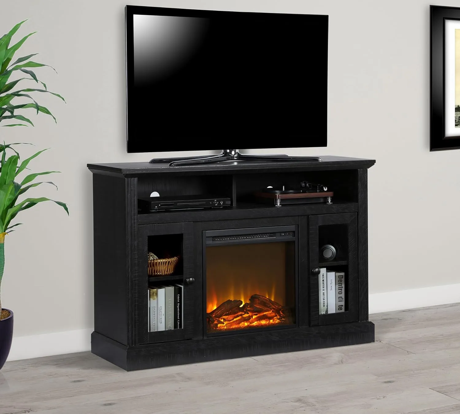 Ameriwood Home Chicago Electric Fireplace TV Console for TVs up to a 50", Black