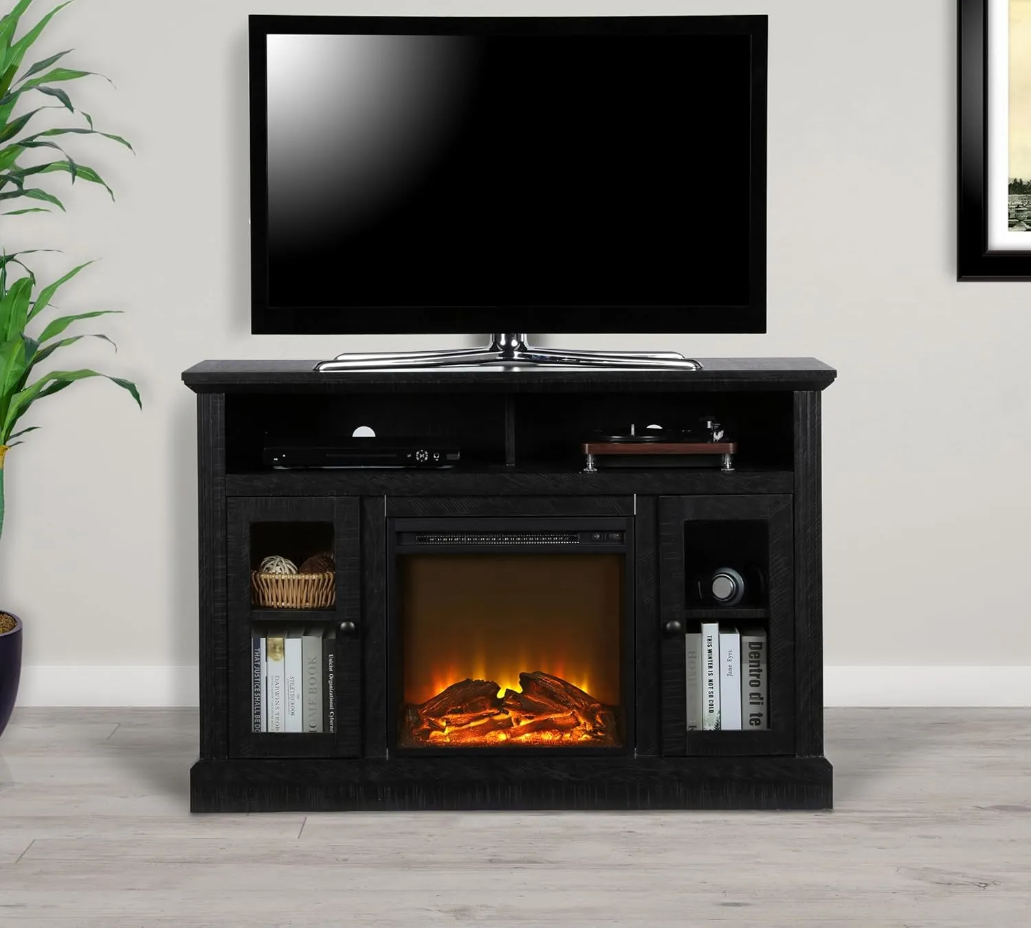 Ameriwood Home Chicago Electric Fireplace TV Console for TVs up to a 50", Black