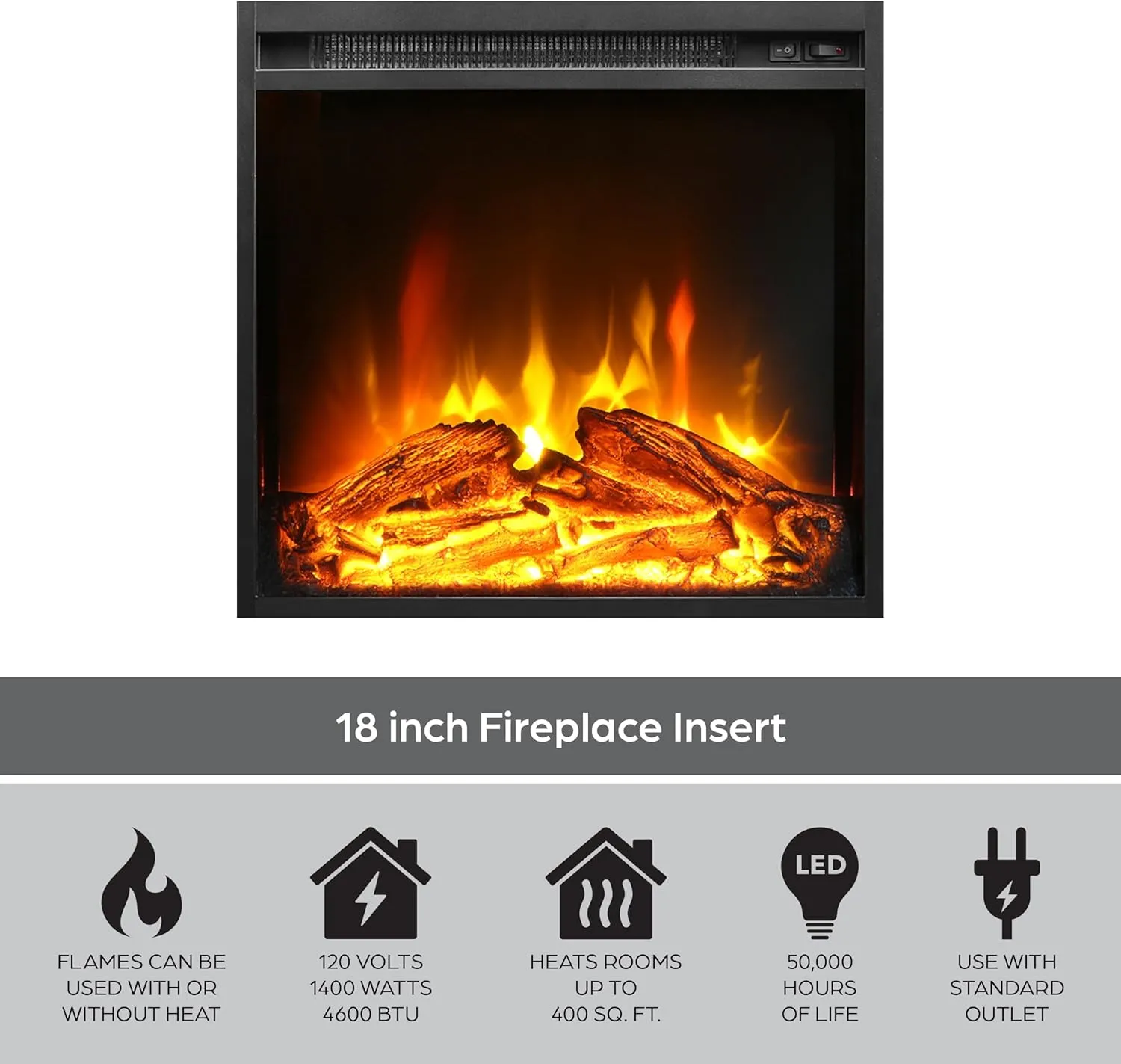 Ameriwood Home Chicago Electric Fireplace TV Console for TVs up to a 50", Black