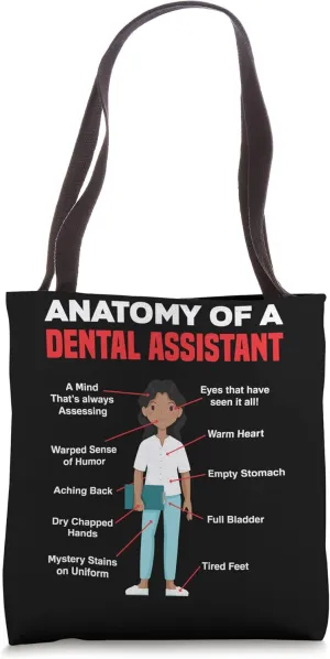 Anatomy Of A Dental Assistant Funny Dental Assistant Tote Bag